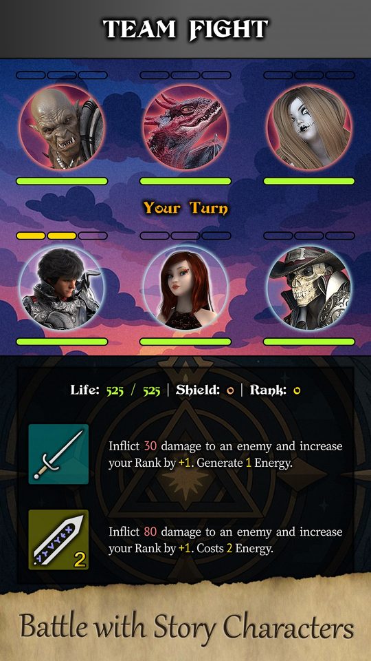 A party-based battle in Azmar Quest